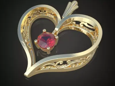 Heart Pendant  3D 0111 printable model 3D print model
