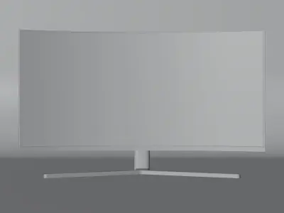 Wide Monitor  Workspace with a Minimalist and Modern Design Low-poly 3D model