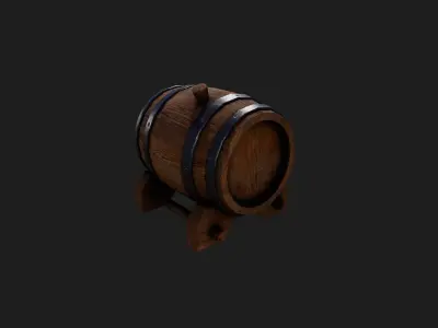 Realistic Wooden Barrel Low-poly 3D model