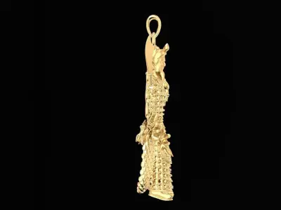 Luxury Goddess Guanyin Diamond Pendant  1262 3D print model