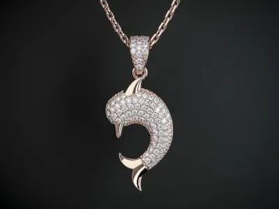DOLPHIN PENDANT INLAID WITH STONES Printable Model 3D print model