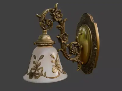 Victorian Floral Wall Lamp 3D Model 3D model