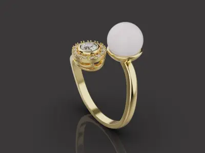 Ring With Pearl 0085 3D print model