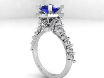 Oval Halo Ring 3649 3D print model