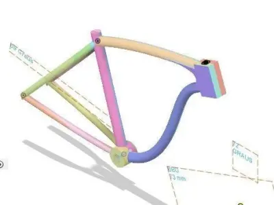 3D Bicycle rainbow colored pipe with handle 3D model