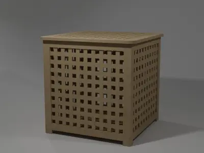 Wooden Box Low-poly 3D model 7