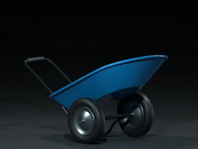 Gardening Cart blue painted Low-poly 3D model
