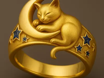 mew cat purrfect colored ring Low-poly 3D model