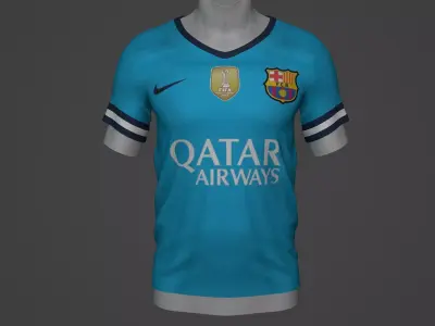 barcelona Football Jersey T-Shirt - Soccer Kit Low-poly 3D model