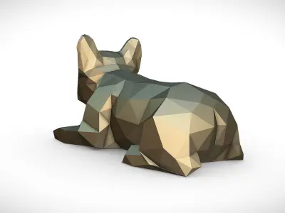 french bulldog low poly 3D print model