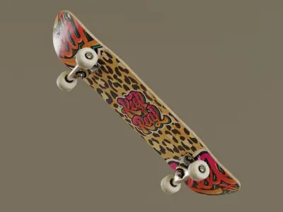 Skateboard - Leopard Deck Low-poly 3D model