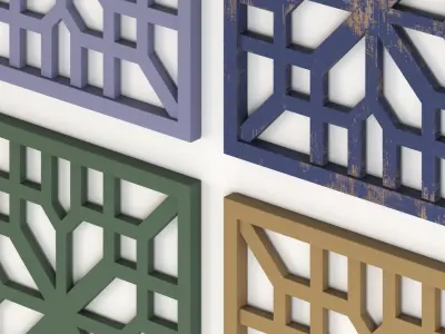 Arabic Islamic pattern wood decorative plaster 3D model 4