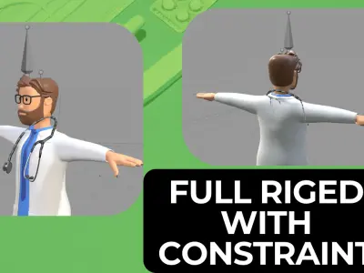Doctor Cartoon Male Character Fully Rigged  Low-poly 3D model