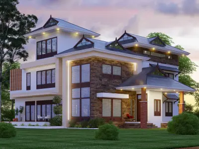 modern traditional house design 3D model