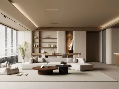 Modern living room 3D model  3D model