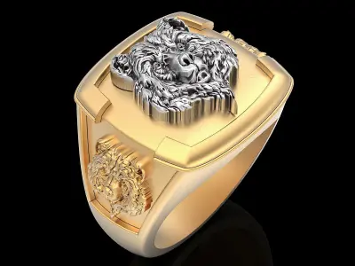 Bear Man Ring silver gold printable jewelry 3D print model