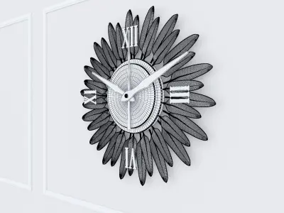 Decorative Metal Clock plants with gold  m9 3D model