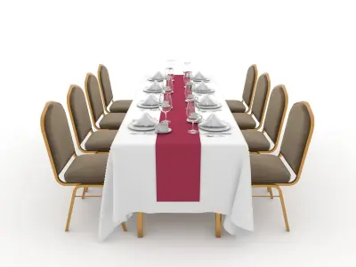 Banquet Table and Chair 74 3D model