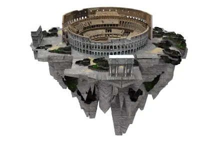 Flying island colosseum 3D model