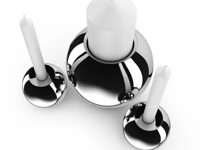 Chrome Candlesticks 3D model
