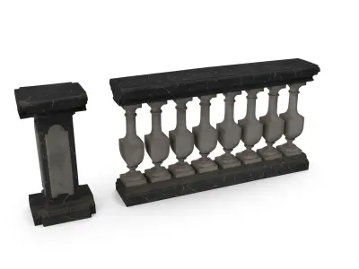 Marble Railing Low-poly 3D model