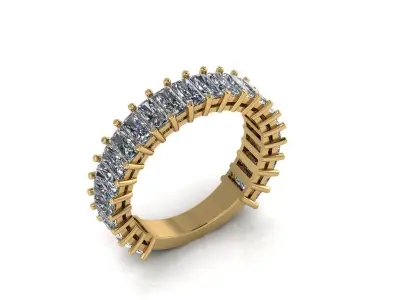 Woman wedding band with baguettes  3D print model
