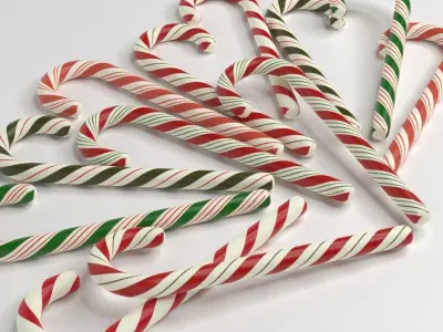 Christmas Candy Cane Low-poly 3D model