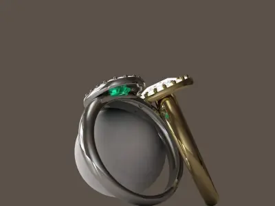 Ring 1 gold and emerald 3D print model