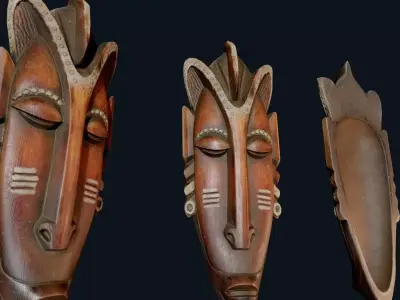 African Decor Mask 3 Low-poly 3D model