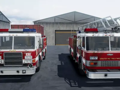 Fire Trucks Unity 3d assets Low-poly 3D model