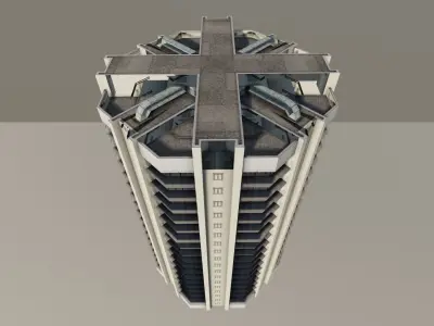 Residential  Apartment  House  building Low-poly 3D model
