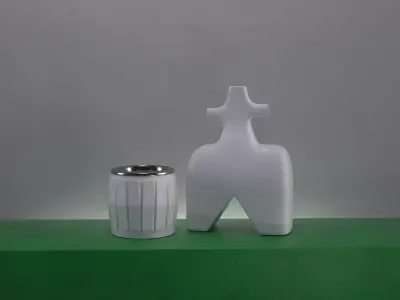 Ceramic Vase and Cup 3D 3D model