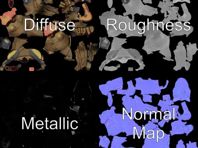 Bearded Soldier D Model with Tactical Gear for Games Low-poly 3D model