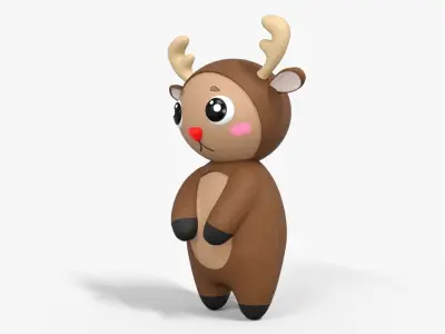 Cute Reindeer  Low-poly 3D model