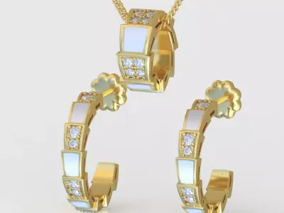 Pendant and Earring Set 3D printable model 0106 3D Model Pack