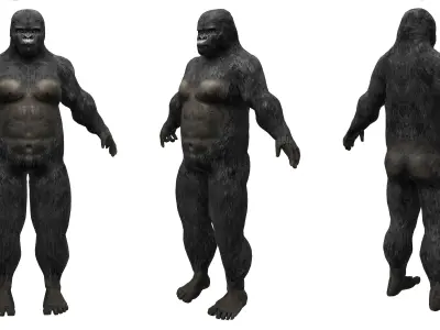 Human Rigged Gorilla Avatar Character Low-poly 3D model