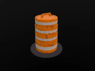 Traffic Drum  Free low-poly 3D model