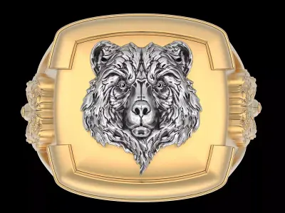 Bear Man Ring silver gold printable jewelry 3D print model