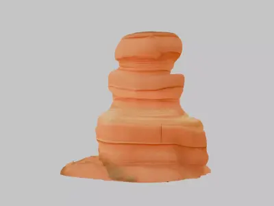 Stepped Stone Plateau - Low Poly Game Ready 3D Model Low-poly 3D model