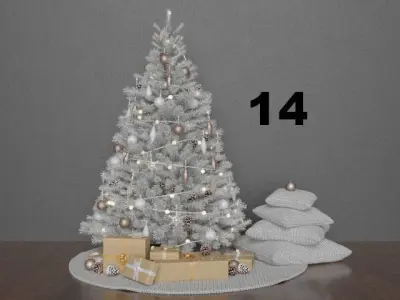 High quality WHITE Christmas tree set pack  14 3D model