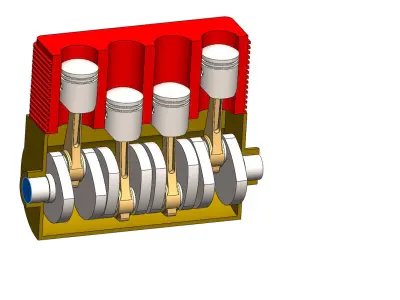 4 cylinder inline engine 3D print model