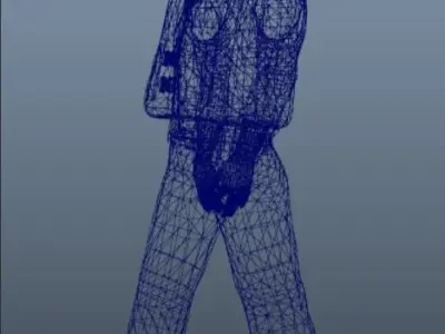 Worker man in life jacket Low-poly 3D model