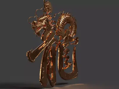 Chinese Dragon Character Figure  Low-poly 3D model