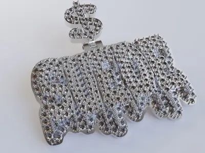 Pendant Suede with Bail dollar symbol Free 3D print model