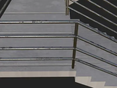 3D Stair Model - With Ladder At Apartment - Textures -  Low-poly 3D model