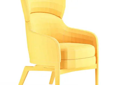 PIAVAL lounge chair with fabric and wooden legs Low-poly 3D model