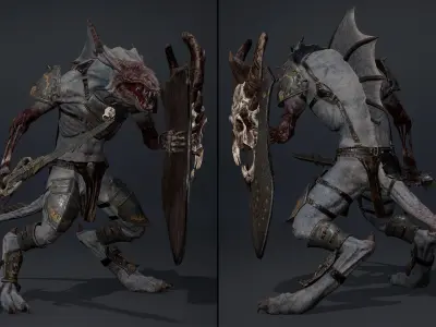 Mist Swordman Damaged Low-poly 3D model