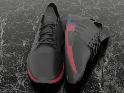 ADIDAS 3D SHOES - BLUE - RED Low-poly 3D model