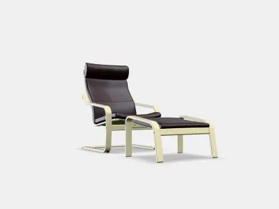 POANG Armchair and footstool Low-poly 3D model