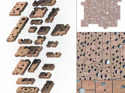 Stone block panel hole n2 3D model